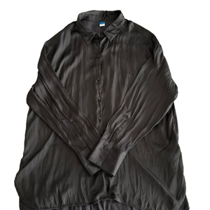 Women’s Black Satin Button Down Blouse • Size Large